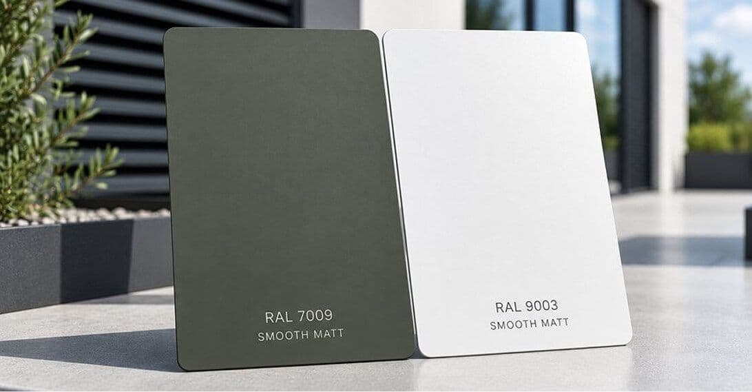 Blue semi-matt coated profile with a soft sheen along the folded edge