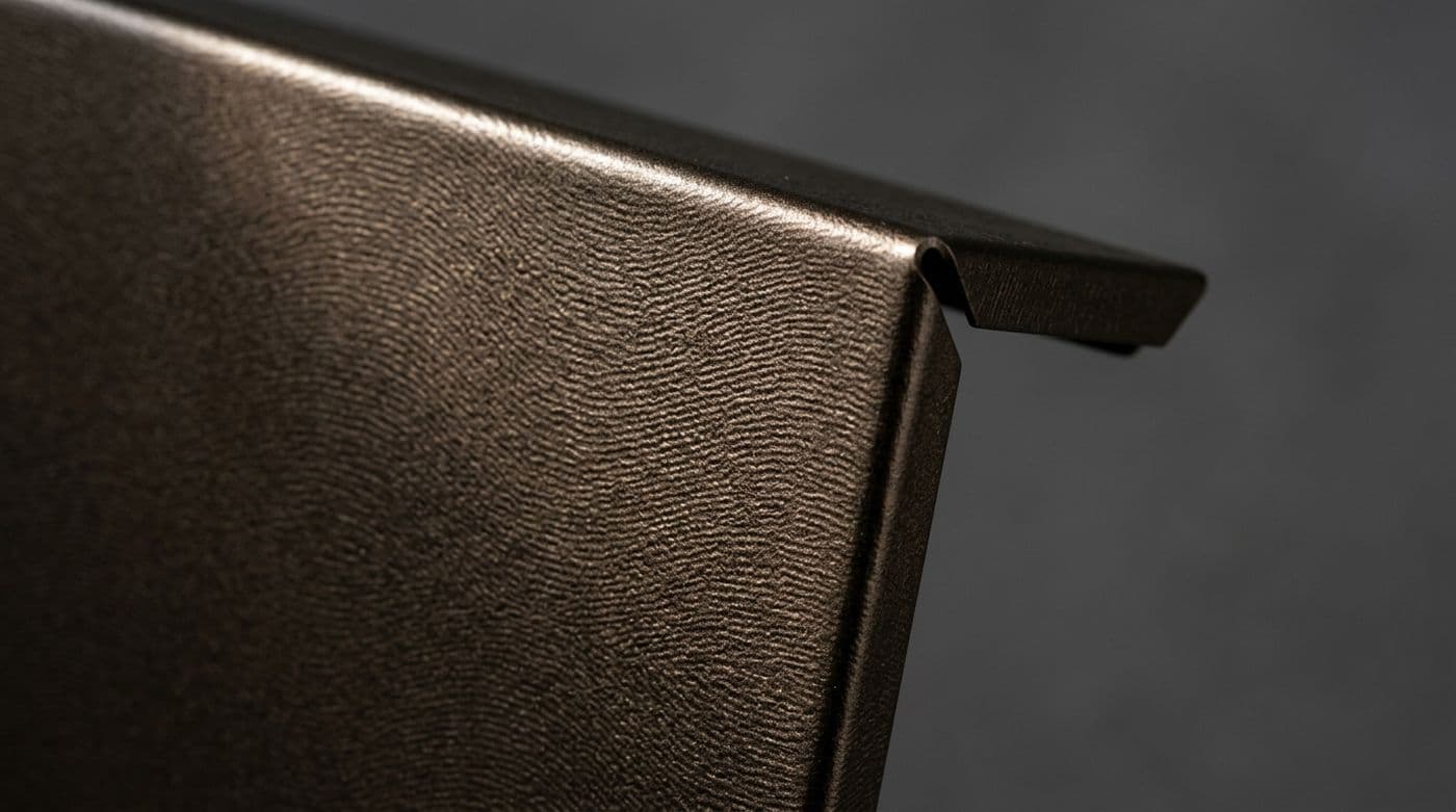 Close view of a moiré coated surface